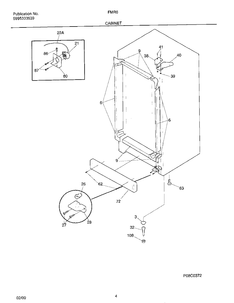 CABINET Diagram and Parts List for FMR6  Electrolux Freezer