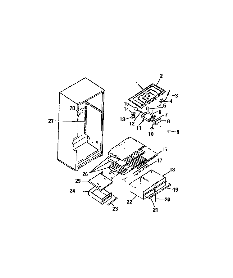 INTERIOR FOOD COMPARTMENT Diagram and Parts List for FPI16TCW0  Frigidaire Refrigerator