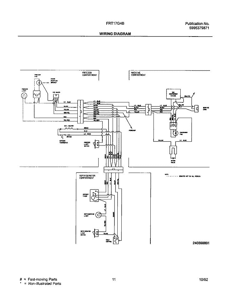 WIRING DIAGRAM Diagram and Parts List for FRT17G4BQ1  Frigidaire Refrigerator