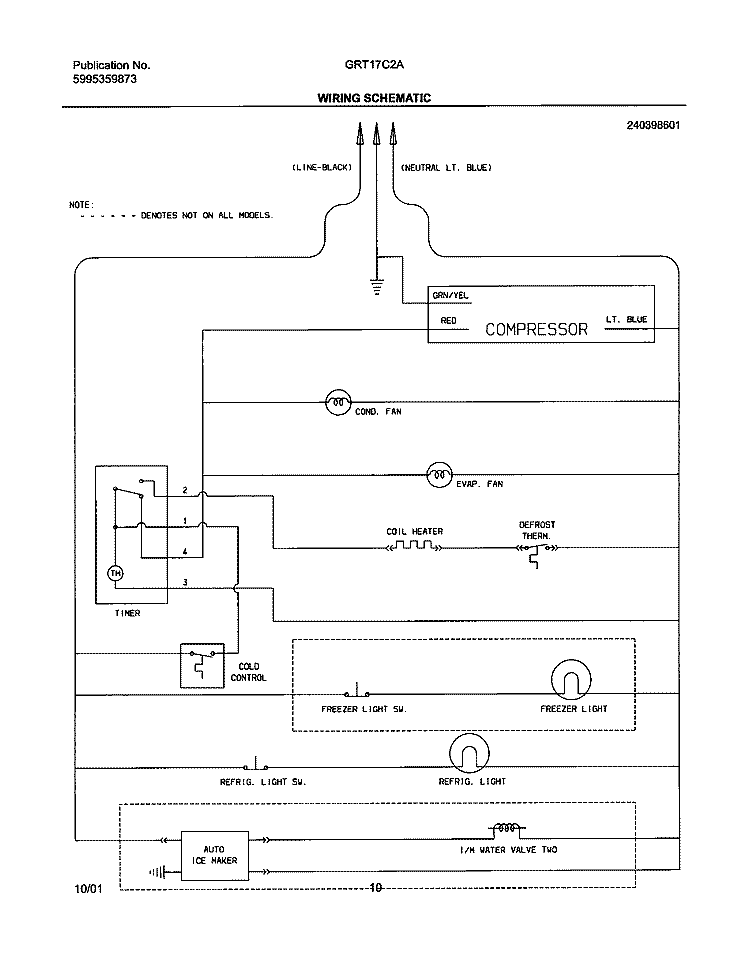 WIRING SCHEMATIC Diagram and Parts List for GRT17C2AW0  Gibson Refrigerator