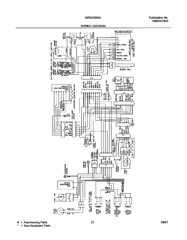 WIRING DIAGRAM Diagram and Parts List for WRS23W0AW1  Westinghouse Refrigerator