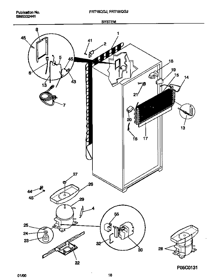 SYSTEM Diagram and Parts List for FRT18IQGJD0  Frigidaire Refrigerator