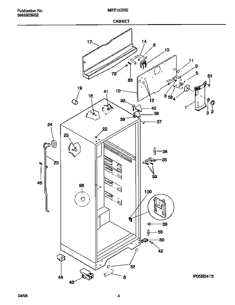 CABINET Diagram and Parts List for MRT15DRED5  Frigidaire Refrigerator