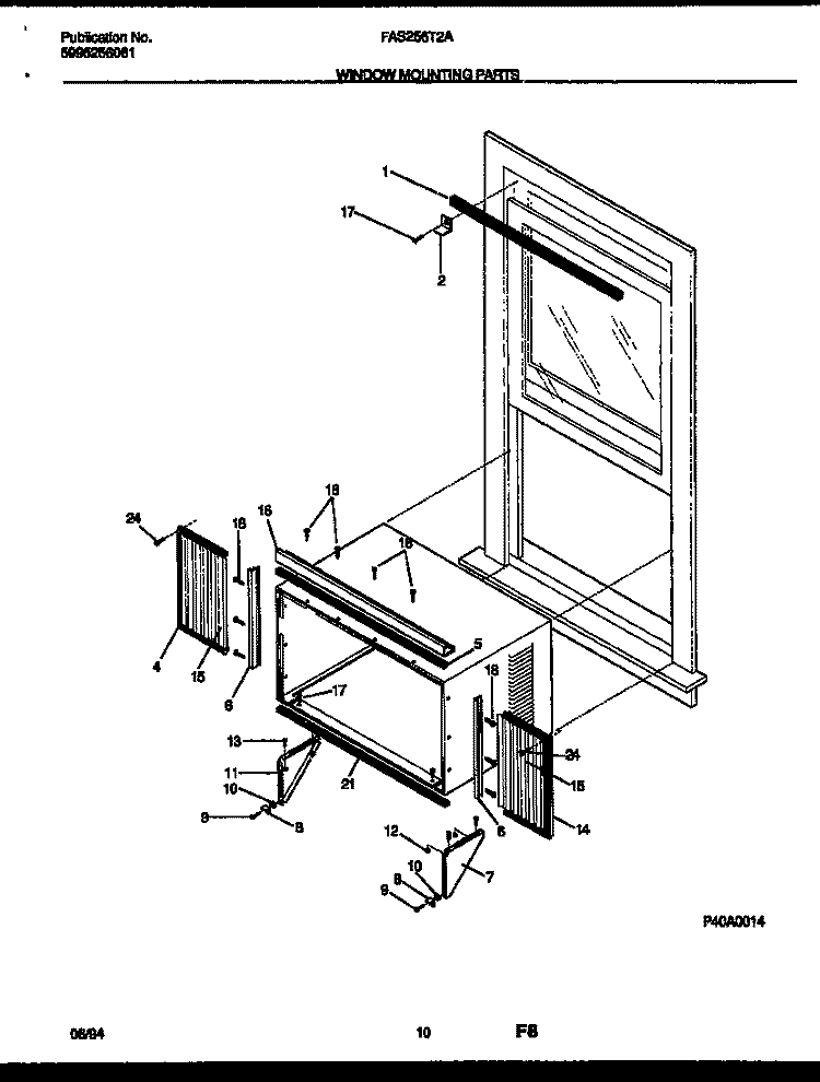 WINDOW MOUNTING PARTS Diagram and Parts List for FAS256T2A1  Frigidaire Air Conditioner