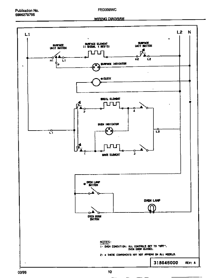 WIRING DIAGRAM Diagram and Parts List for FED300WCWD  Frigidaire Range