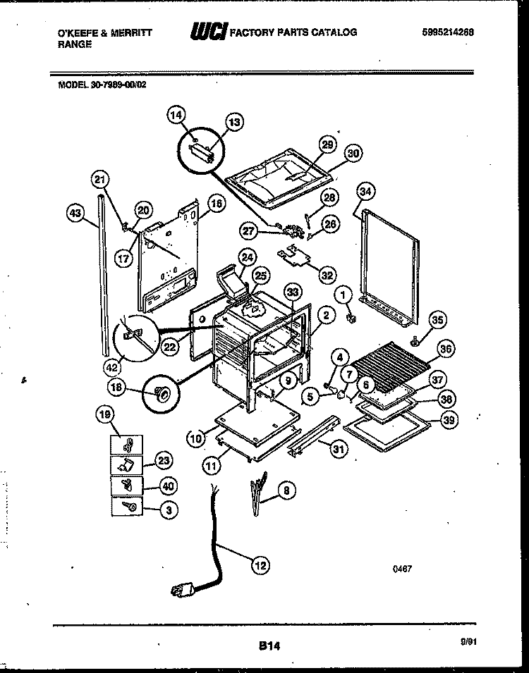 BODY PARTS Diagram and Parts List for 30-7989-00-02  Tappan Range