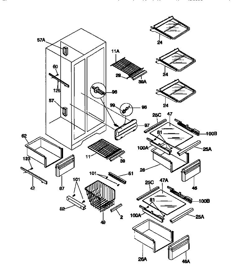 SHELVES Diagram and Parts List for GRS22WNCD1  Gibson Refrigerator