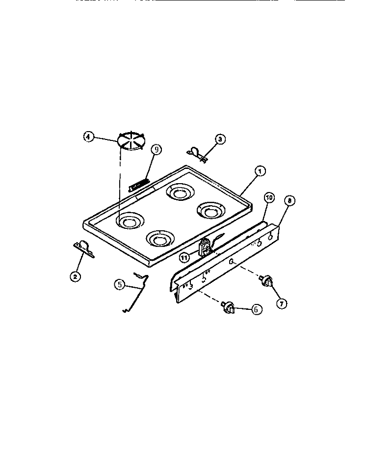 COOKTOP PARTS Diagram and Parts List for 30-1149-23-01  Tappan Range