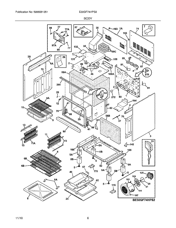 BODY Diagram and Parts List for E30GF74HPS2  Electrolux Range