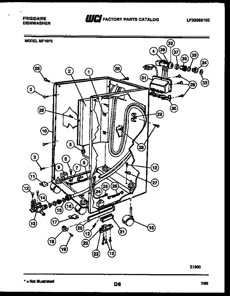 CABINET PARTS Diagram and Parts List for MF18P2  Frigidaire Dishwasher