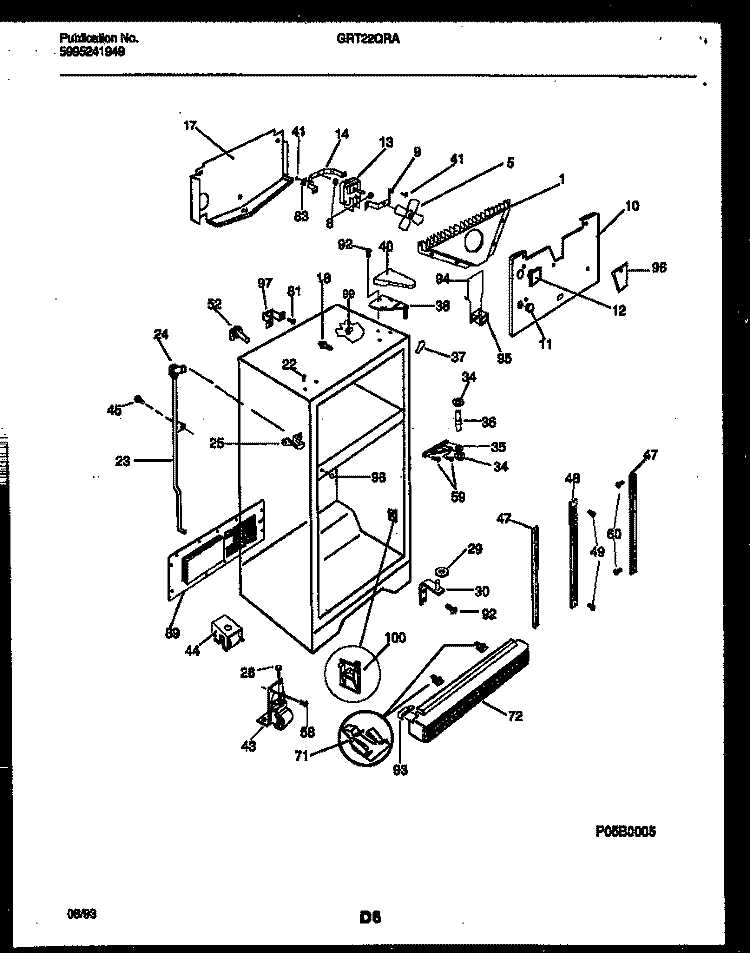 CABINET PARTS Diagram and Parts List for GRT22QRAD0  Gibson Refrigerator