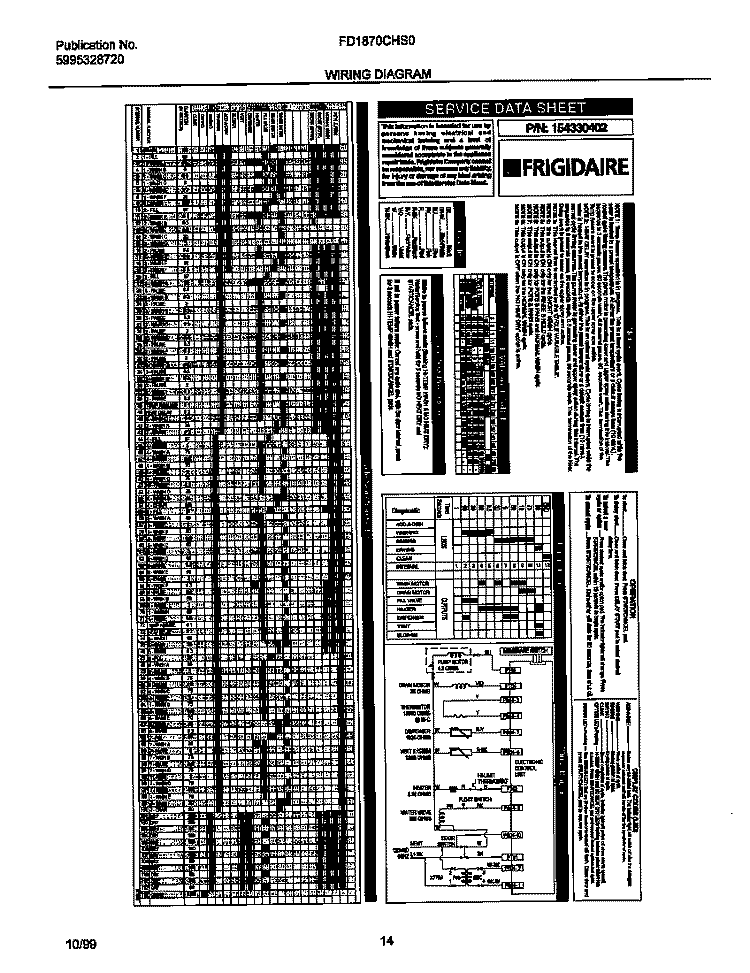 WIRING DIAGRAM Diagram and Parts List for FD1870CHS0  Frigidaire Dishwasher