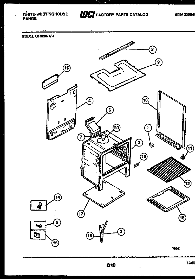 BODY PARTS Diagram and Parts List for GF320NW1  Frigidaire Range