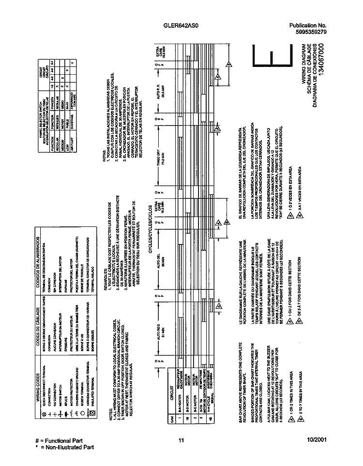 WIRING DIAGRAM Diagram and Parts List for GLER642AS0  Frigidaire Dryer
