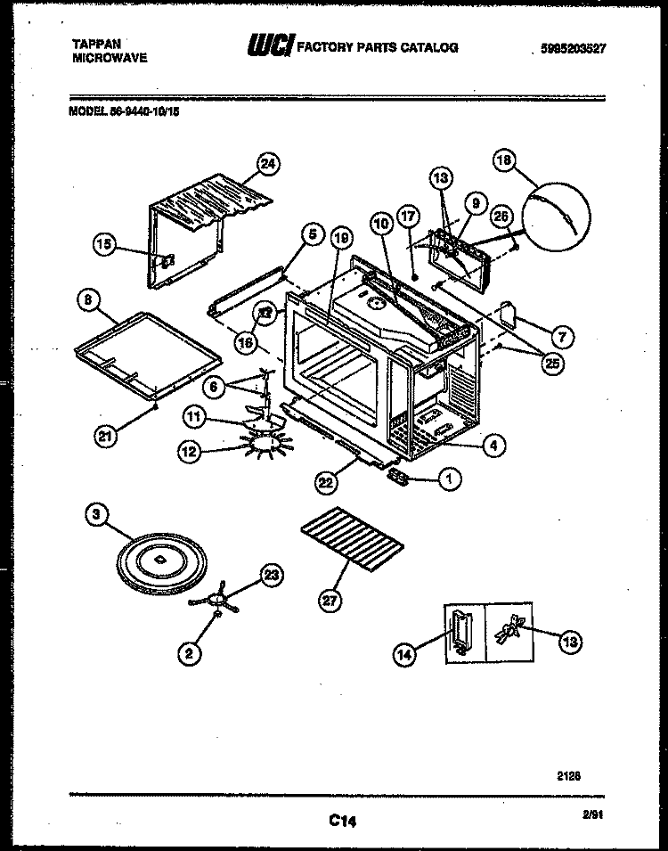 WRAPPER AND BODY PARTS Diagram and Parts List for 56-9440-10-15  Tappan Microwave