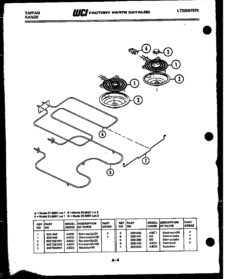 BROILER PARTS Diagram and Parts List for 31-2537-23-01  Tappan Range