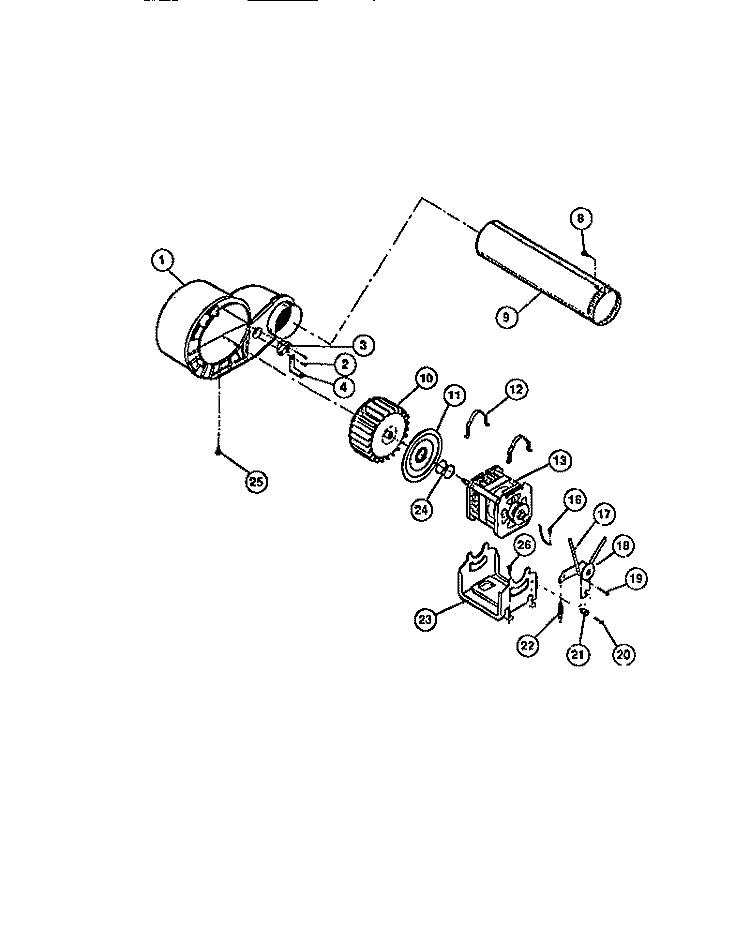 MOTOR, FAN HOUSING, EXHAUST DUCT Diagram and Parts List for DEISFL2  Frigidaire Dryer