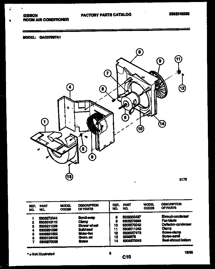 AIR HANDLING PARTS Diagram and Parts List for GAC078S7A1  Gibson Air Conditioner