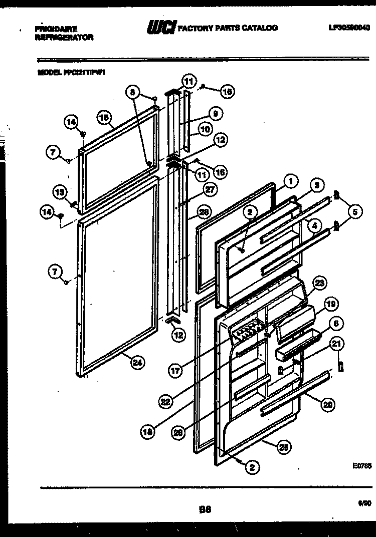 DOOR PARTS Diagram and Parts List for FPCI21TIFA1  Frigidaire Refrigerator