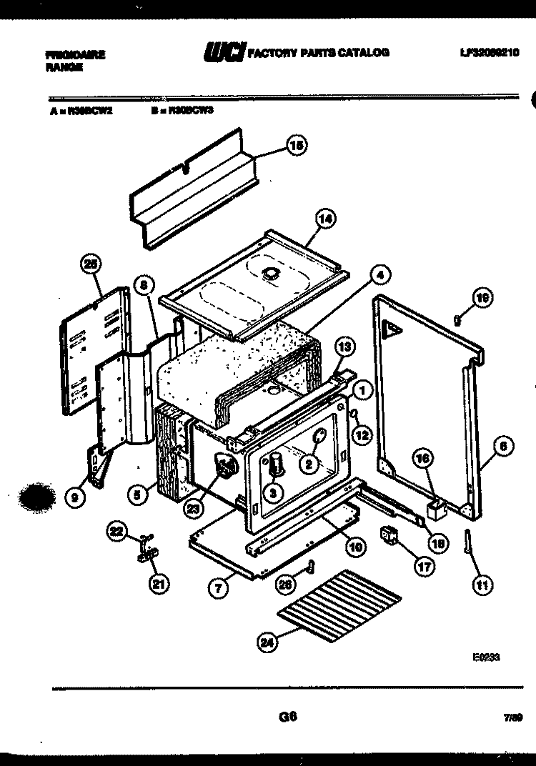 BODY PARTS Diagram and Parts List for R30BCH2  Frigidaire Range