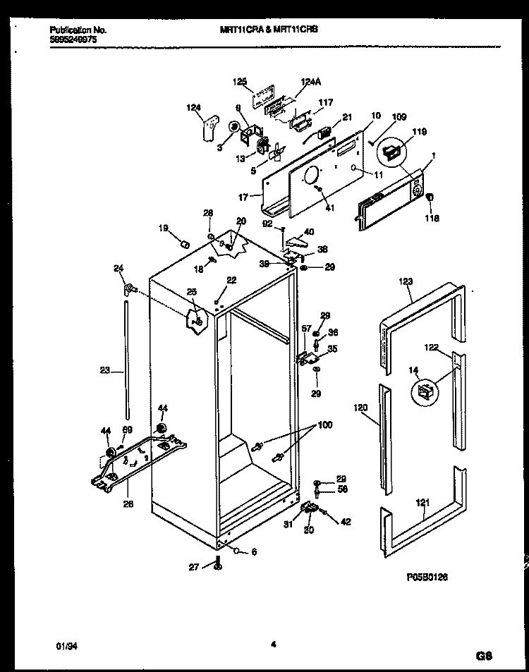 CABINET PARTS Diagram and Parts List for MRT11CRBD0  Uni Refrigerator