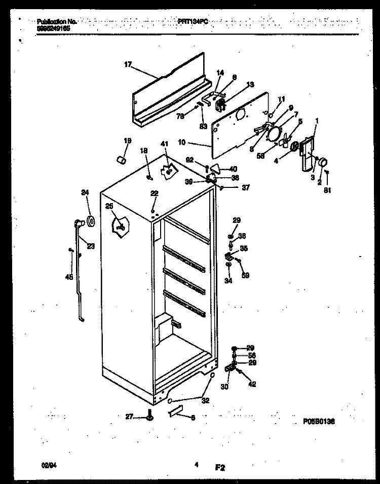 CABINET PARTS Diagram and Parts List for PRT134PCD2  Frigidaire Refrigerator