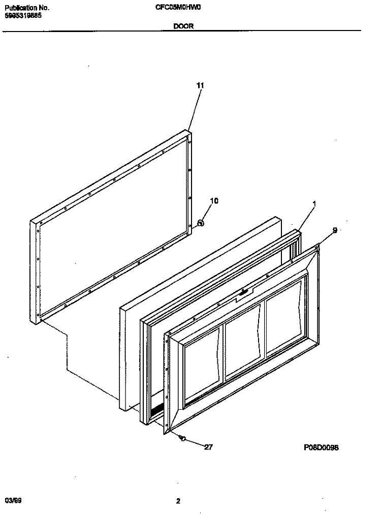 DOOR Diagram and Parts List for CFC05M0HW0  Frigidaire Freezer