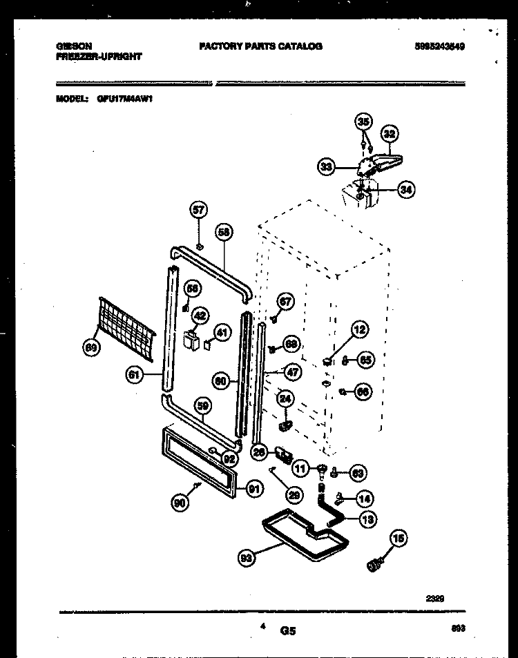 CABINET PARTS Diagram and Parts List for GFU17M4AW1  Gibson Freezer