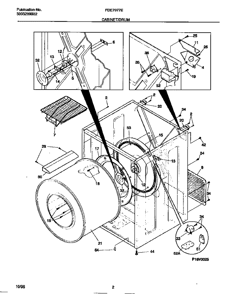 CABINET / DRUM Diagram and Parts List for FDE7977EW0  Frigidaire Dryer