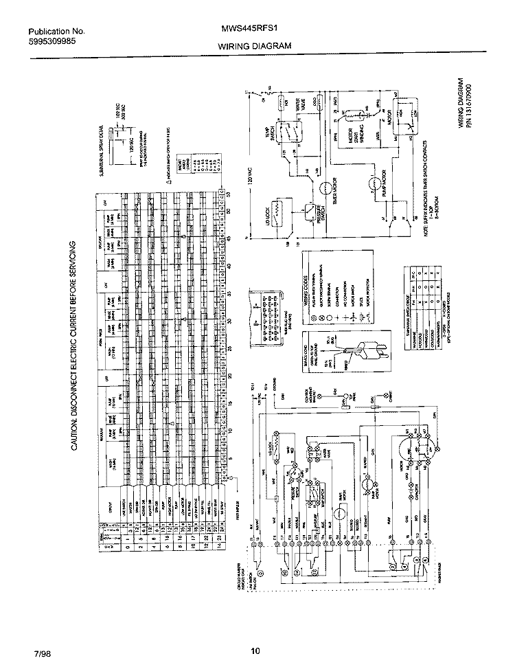 WIRING DIAGRAM Diagram and Parts List for MWS445RFS1  Frigidaire Washer