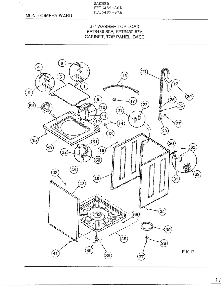 Cabinet Parts Diagram and Parts List for 6489-80A  Frigidaire Washer