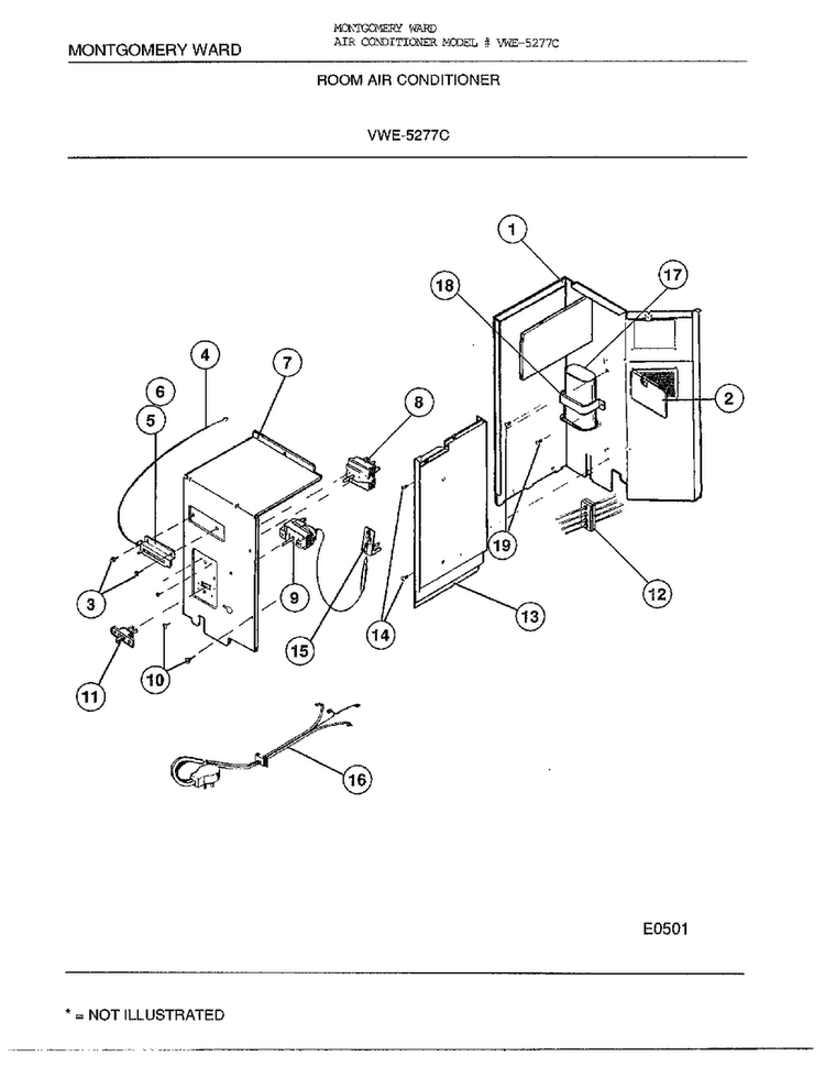 Room Air Conditioner Page 3 Diagram and Parts List for 5277C  Frigidaire Air Conditioner