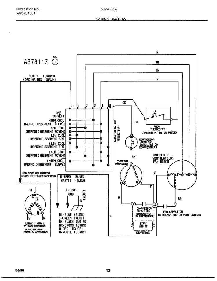 Wiring Diagram Diagram and Parts List for 5079005A  Frigidaire Air Conditioner