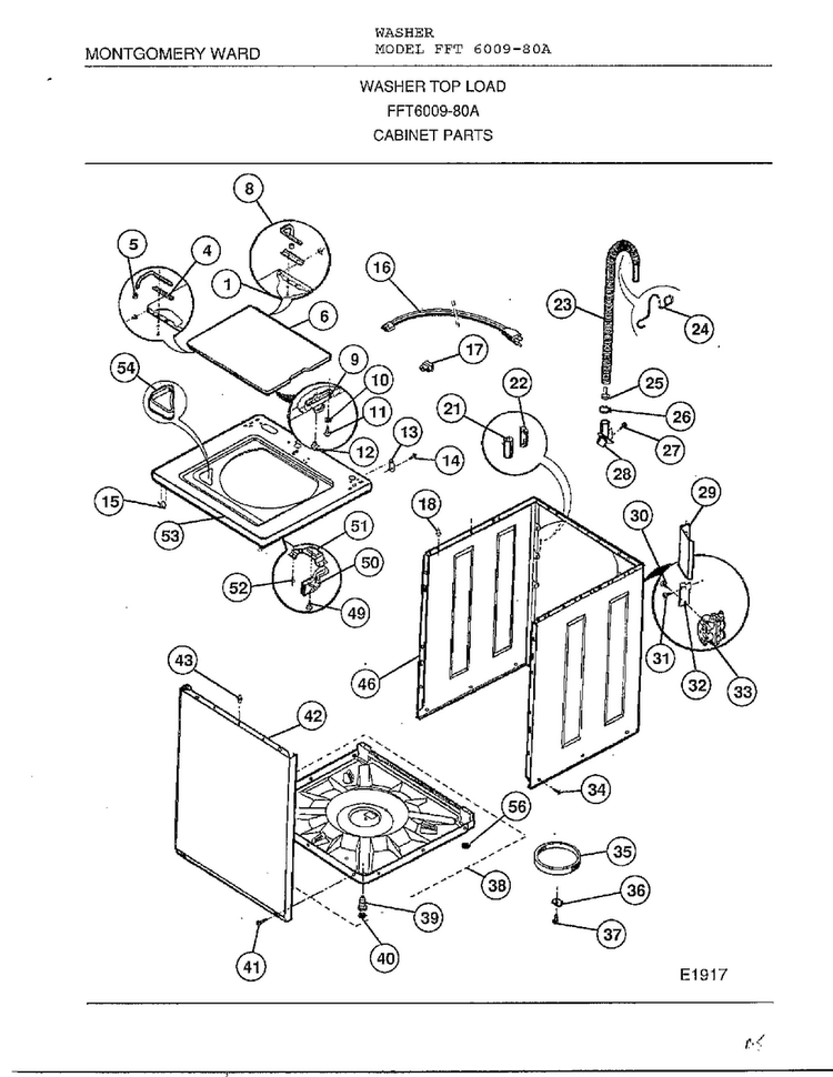 Cabinet Parts Diagram and Parts List for 6009-80A  Frigidaire Washer