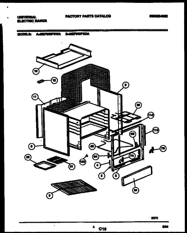 Frigidaire Mef500pbwa 1 Diagram and Parts List for MEF500PBWA V1 Frigidaire Range