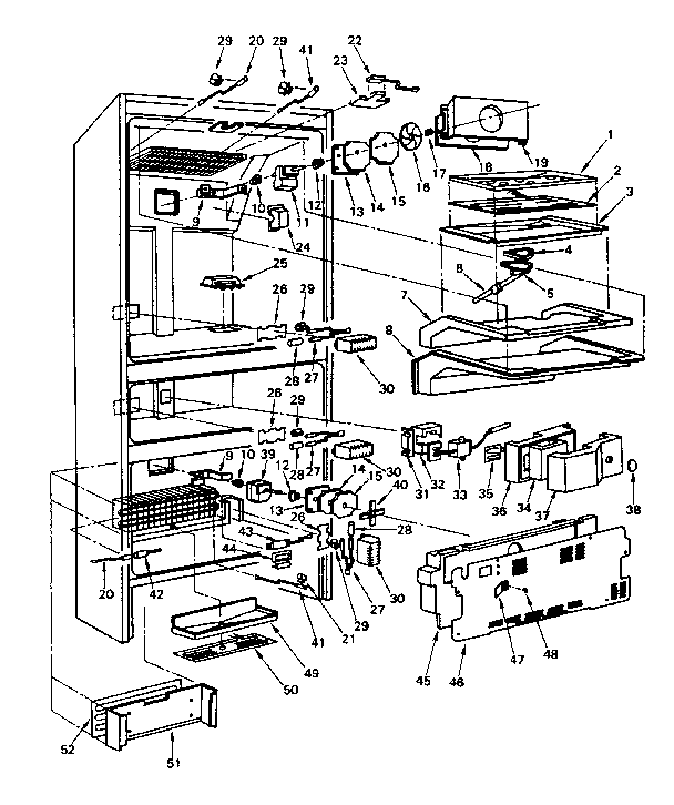 Cabinet Diagram and Parts List for 5648761980  Kenmore Refrigerator