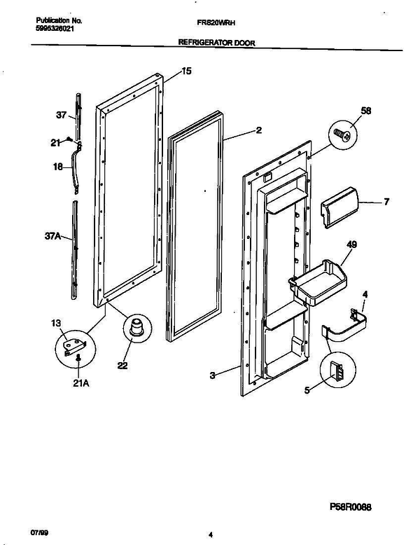 Frigidaire Frs20wrhw2 7 Diagram and Parts List for FRS20WRHW2 V2 Frigidaire Freezer