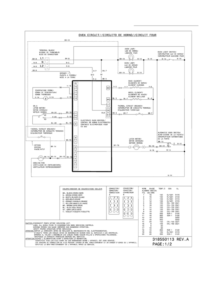 Wiring Diagram Diagram and Parts List for FFES3025LBF  Frigidaire Range