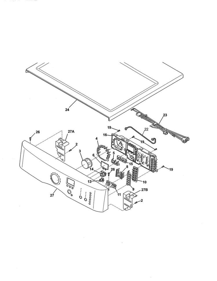 Controls/top Panel Diagram and Parts List for EIMED55IMB3  Electrolux Dryer