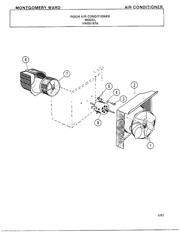 Air Conditioner Page 5 Diagram and Parts List for 5197A  Frigidaire Air Conditioner