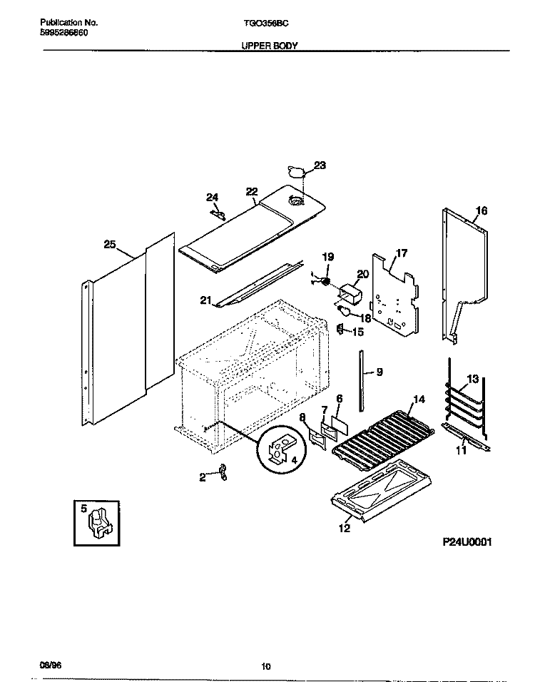 UPPER BODY Diagram and Parts List for TGO356BCDC  Tappan Range