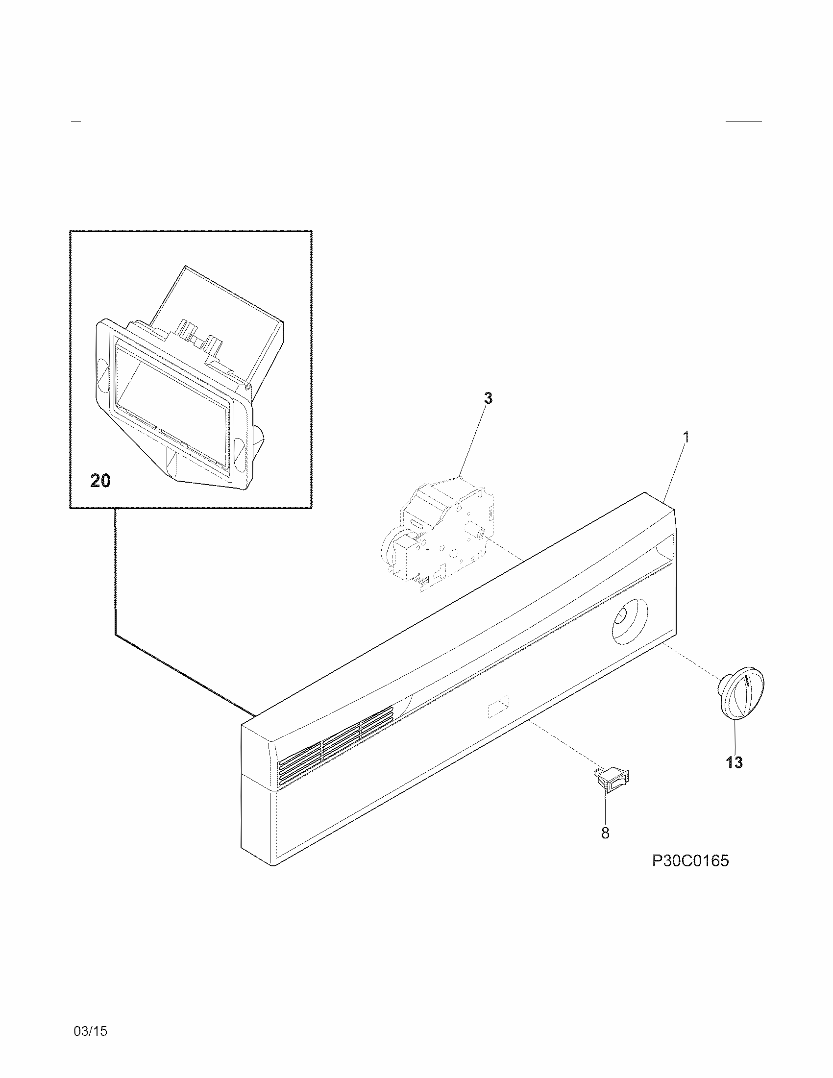 Control Panel Diagram and Parts List for 58714014412B  Kenmore Dishwasher
