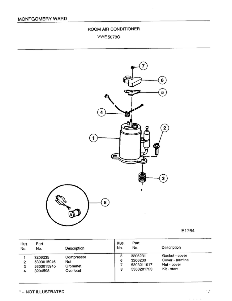 Room Air Conditioner Page 6 Diagram and Parts List for 5078C  Frigidaire Air Conditioner