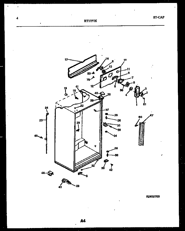 CABINET PARTS Diagram and Parts List for RT17F7WX4C  Gibson Refrigerator