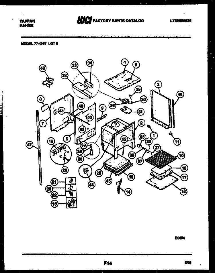 UPPER BODY PARTS Diagram and Parts List for 77-4957-32-09  Tappan Range