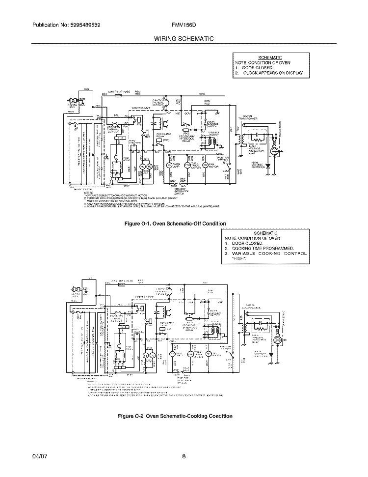 WIRING SCHEMATIC Diagram and Parts List for FMV156DBD  Frigidaire Microwave