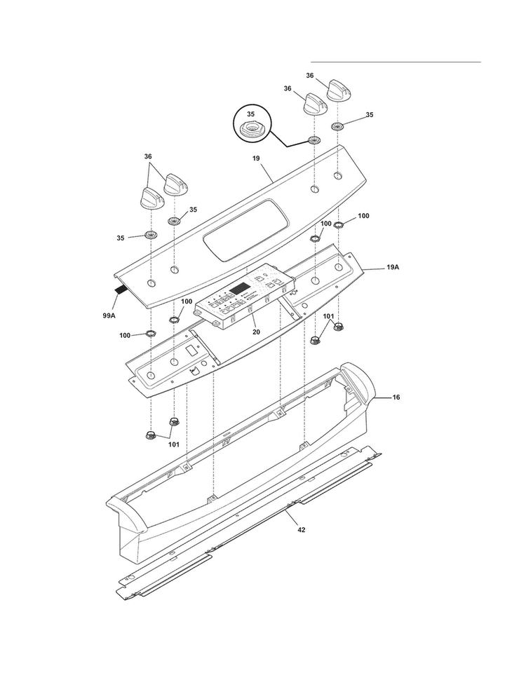 Backguard Diagram and Parts List for CFDS3035LS3  Frigidaire Range