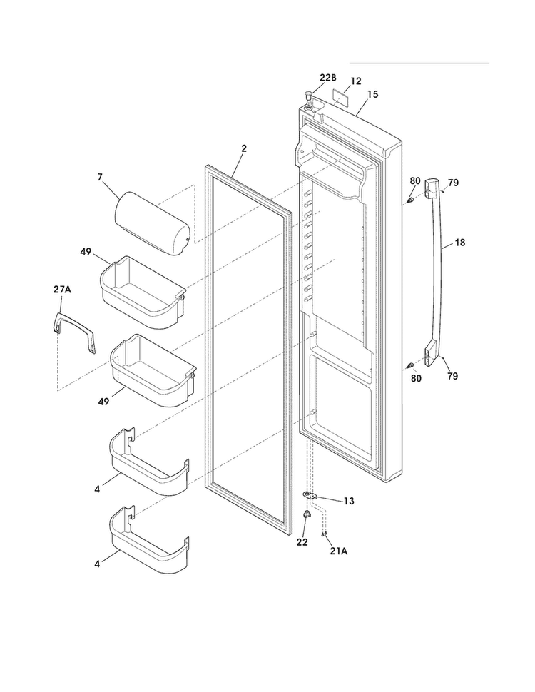 Refrigerator Door Diagram and Parts List for FPUS2686LF3  Frigidaire Refrigerator