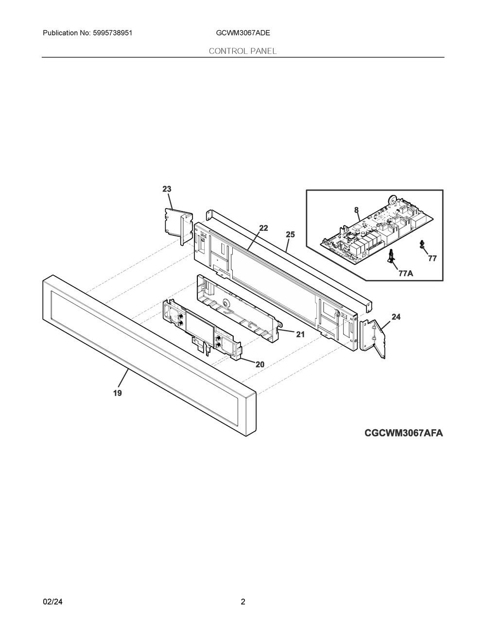 Control Panel Diagram and Parts List for GCWM3067ADE  Frigidaire Microwave Oven Combo