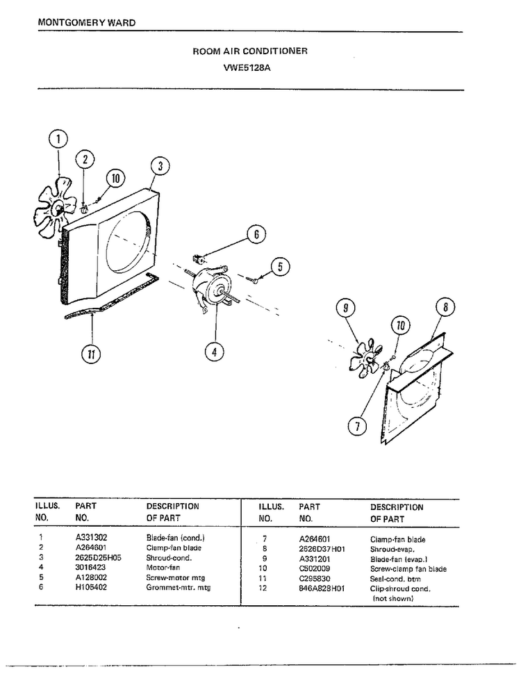 Room Air Conditioner Page 5 Diagram and Parts List for 5128A  Frigidaire Air Conditioner